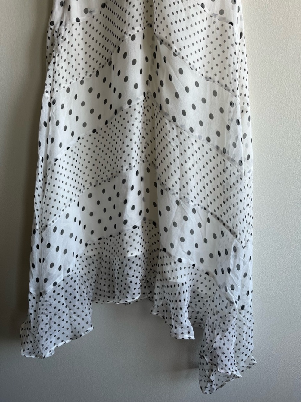 BCBGMaxAzria White and Gray Polka Dot Midi Dress - Picture 6 of 10